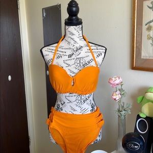 Orange Two Piece Swimsuit Time and Tru M